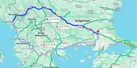karadağ türkiye araçla nasıl gidilir